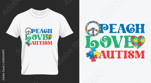 Peach Love Autism Awareness SVG Design 