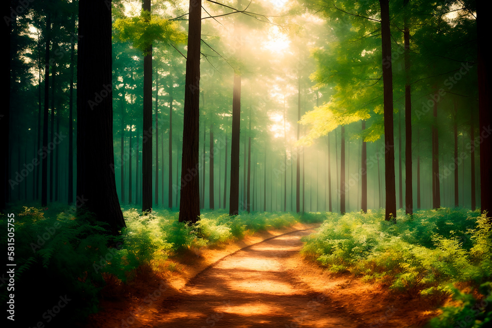 Fototapeta premium forest concept art illustrtion. Generative ai.