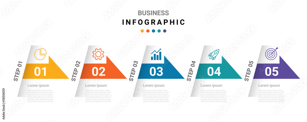 Vector infographic design template with 5 options or steps squre shape ...