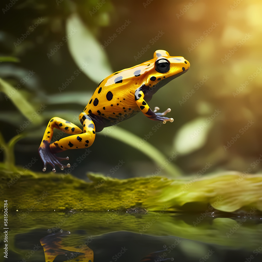 Fototapeta premium Jump Poison dart frog. Generative AI