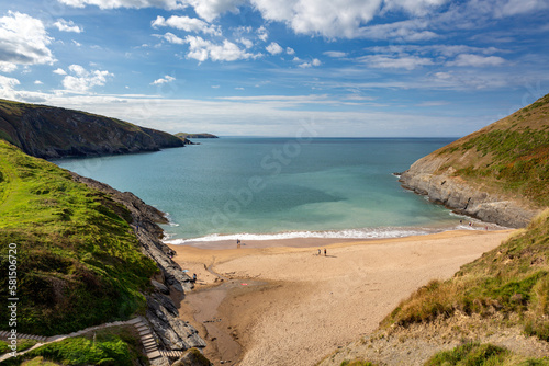 Steep steps lead down to the beautiful Traeth Mwnt, Mwnt Beach in Ceredigion, West Wales. photo