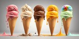 assorted flavored ice creams, generative ai