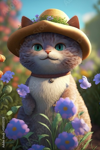 Cute Cartoon Story Book Cat...