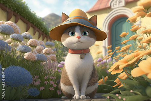 Cute Cartoon Story Book Cat...