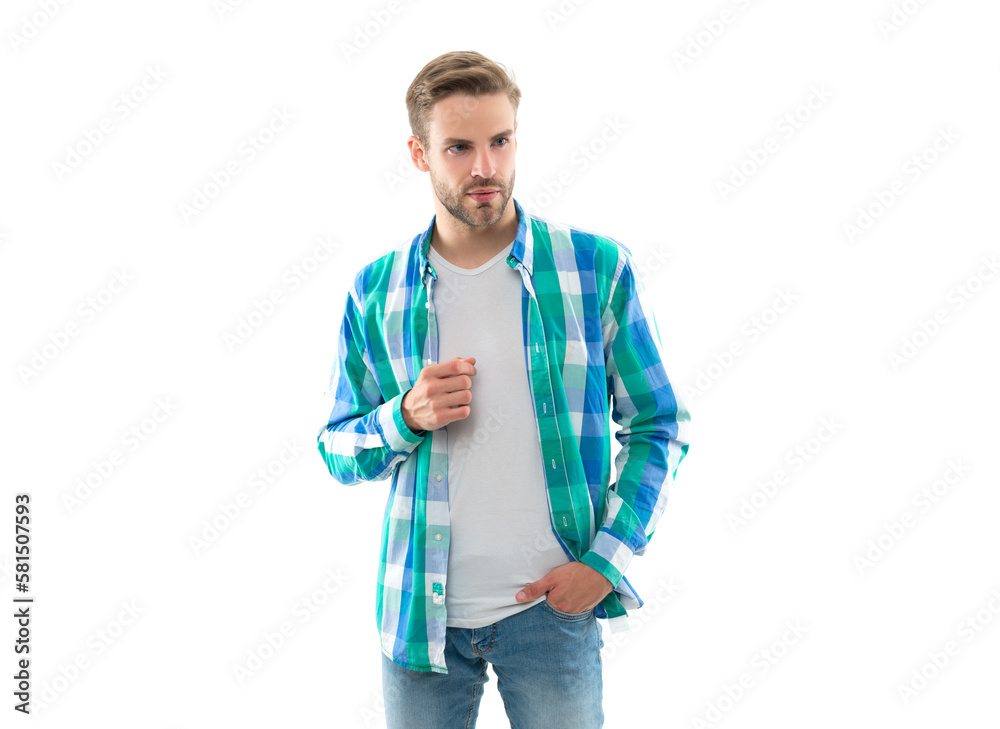 photo of stylish casual guy with stubble. casual guy isolated on white background. photo of stylish casual guy with stubble. casual guy isolated on white background.