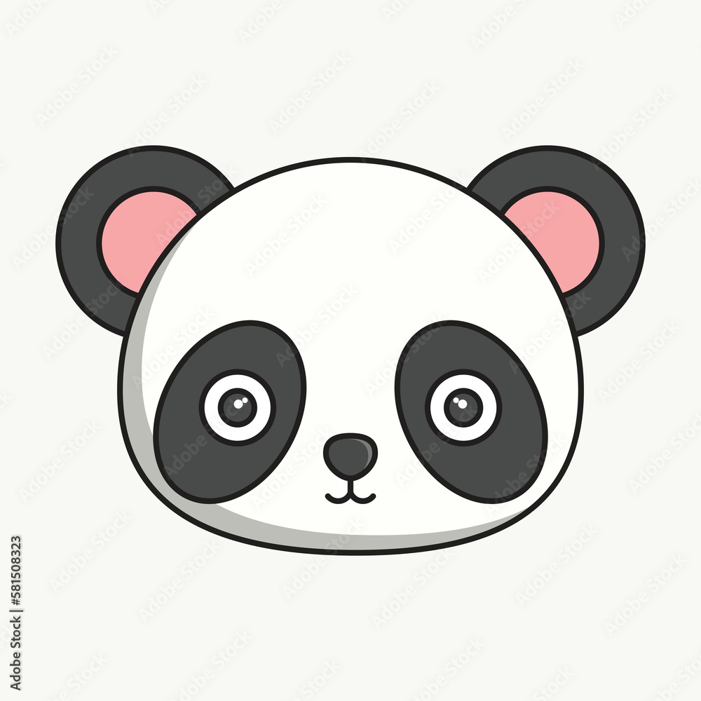 Fototapeta premium Vector icon of a panda. Cartoon panda, childish illustration. Cute panda face