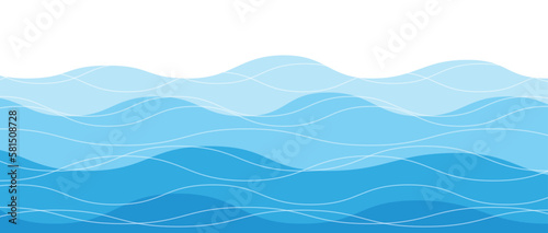 Sea waves pattern. Water wave abstract design. Blue ocean wave layer