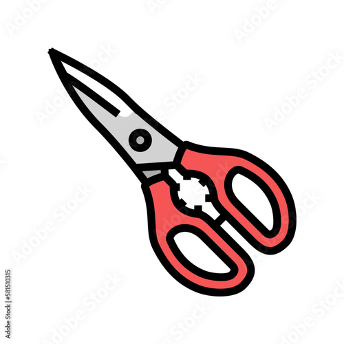 kitchen shears kitchen cookware color icon vector illustration