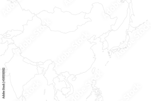 日本、中国などアジアの白地図