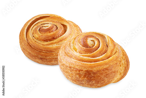 Apple roll bun on a white isolated background