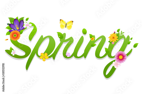 Spring Text And Isolated White Background