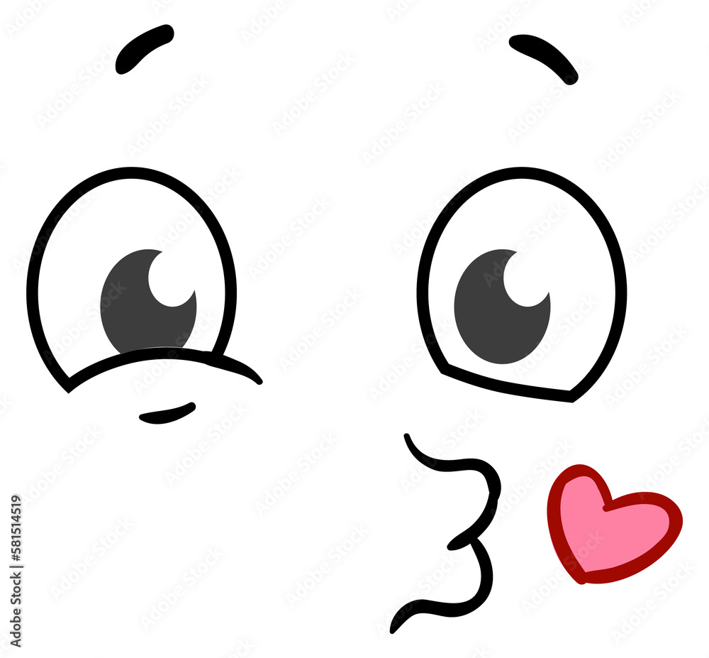 Kiss emoticon. Cute comic face. Cartoon character Kiss emoticon. Cute comic face. Cartoon character