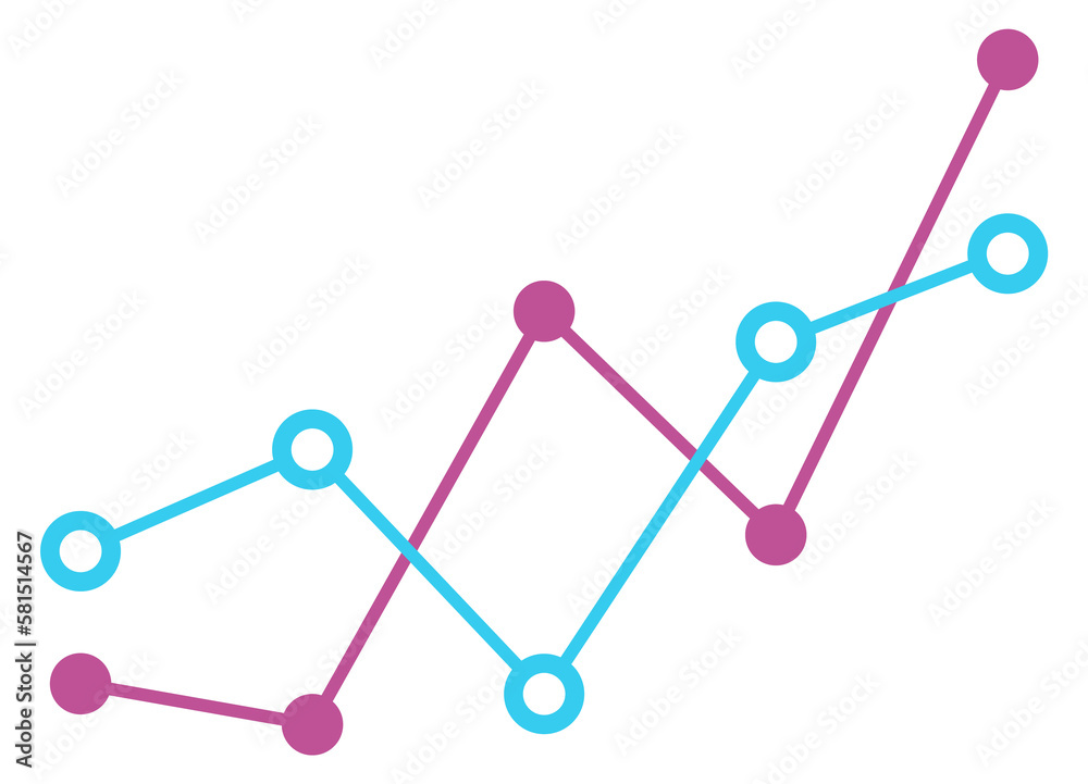 Data comparison chart. Point line diagram element Stock Illustration