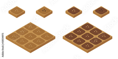 農場ゲームのイラスト_種まき_アイソメトリック