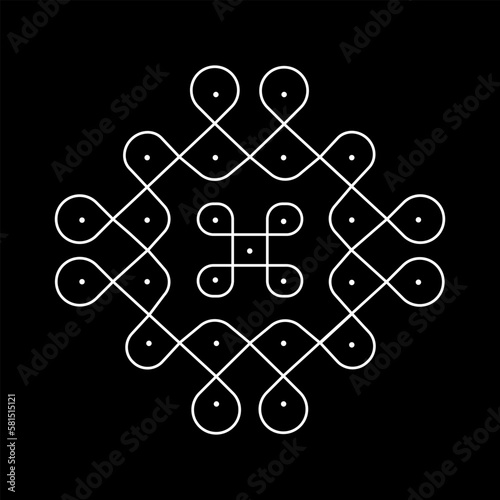 abstract kolam with dots vector illustration photo