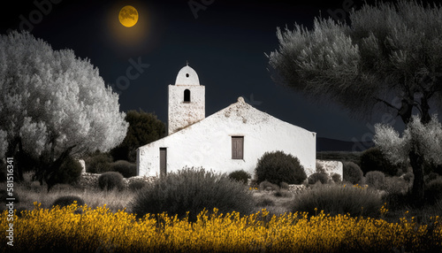 Sant Carles de Peralta in Ibiza. Journey through incredibly beautiful Spain. Generative AI photo