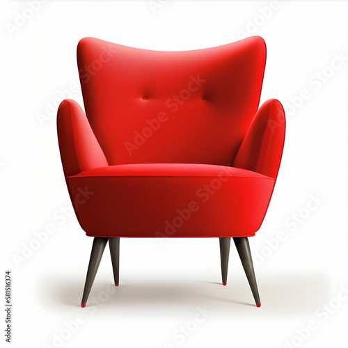 Red textile chair isolated on white background