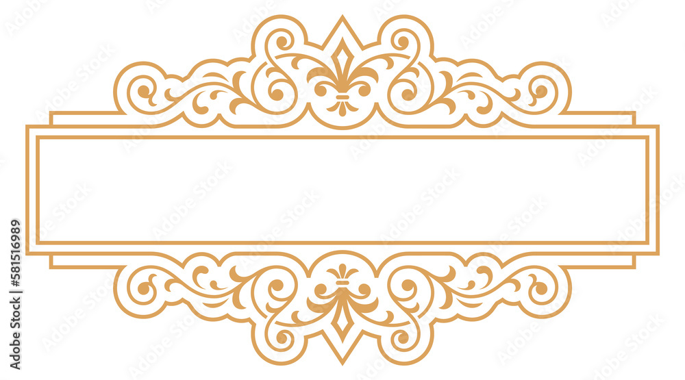 Golden rectangular monogram template. Premium line ornament Golden rectangular monogram template. Premium line ornament