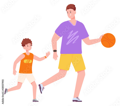 Father and son playing basketball. Sport family team © ssstocker