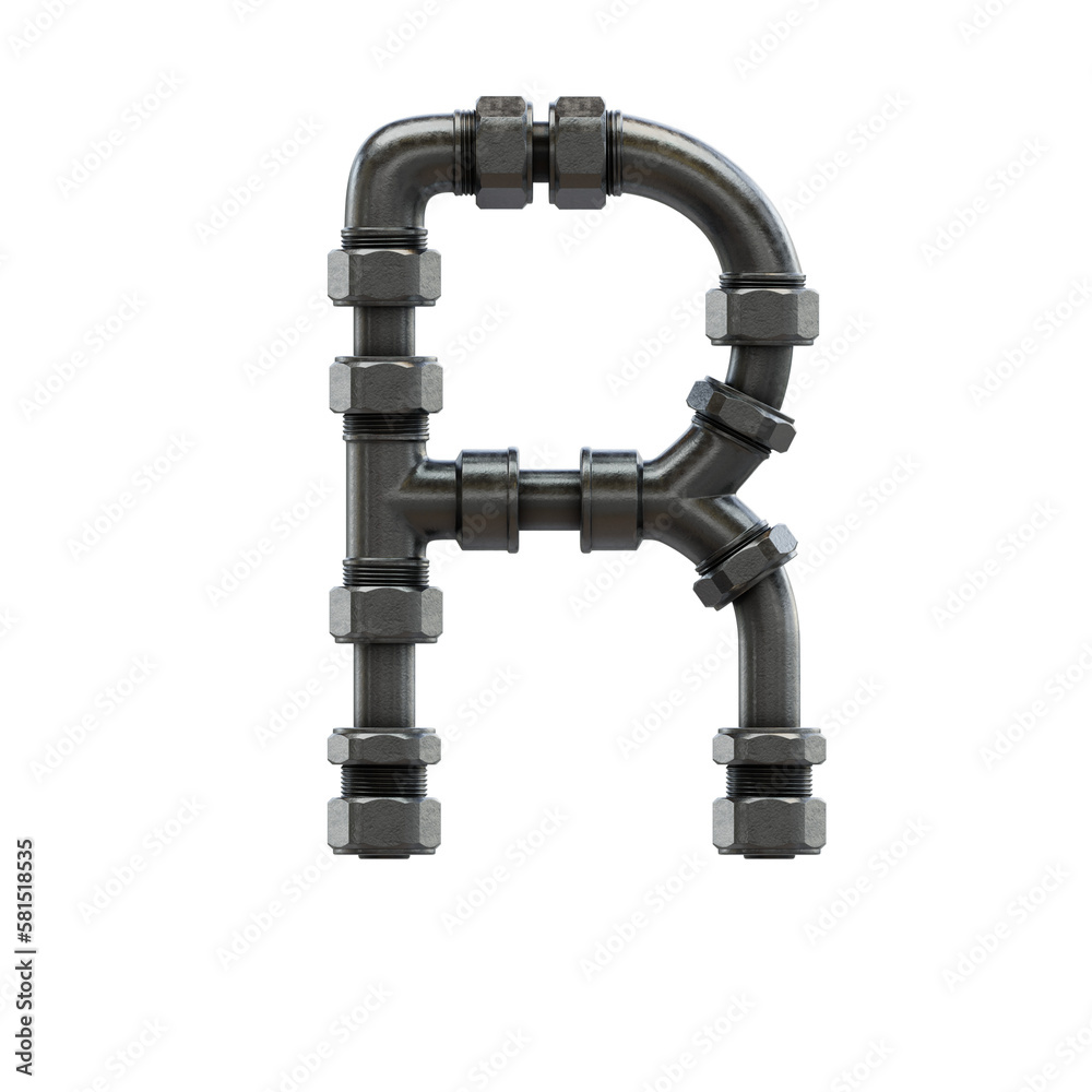 Chromium Pipes 3D Alphabet or Lettering PNG Graphics