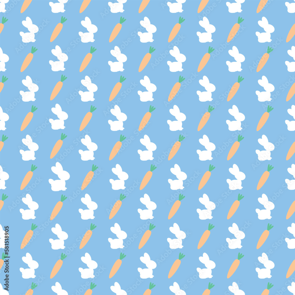 Pastel Easter Pattern Rabbit and Carrot Silhouette