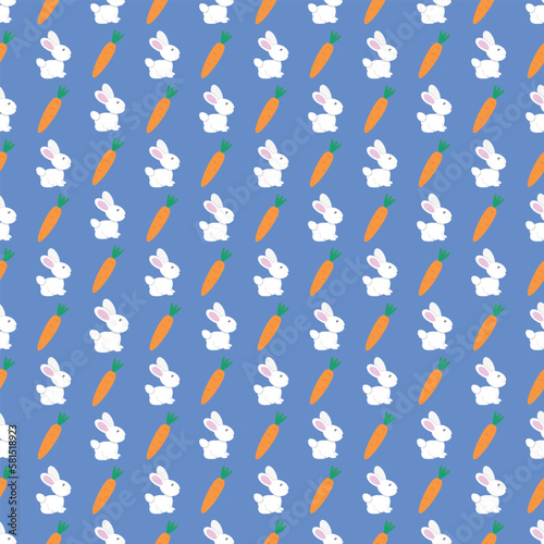 Blue Easter Pattern Rabbit and Carrot