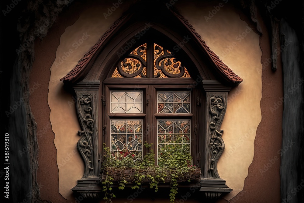 Old Window From Rothenburg ob der Taubere, Germany, AI generated