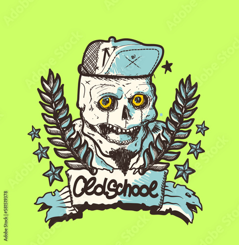 Old School Vector Illustration. Print for T-Shirt, Clothes, Tattoo, Logo, Poster and Other Uses