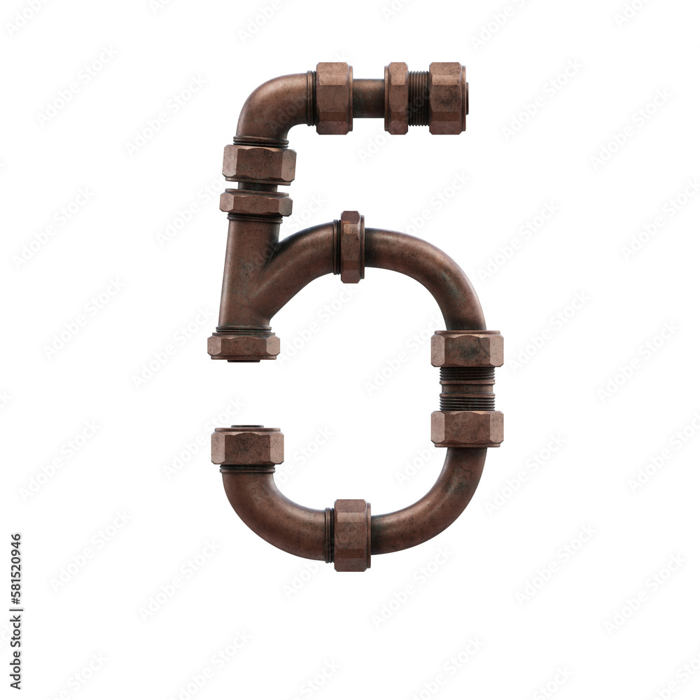 Copper Pipes 3D Alphabet or Lettering PNG Graphics