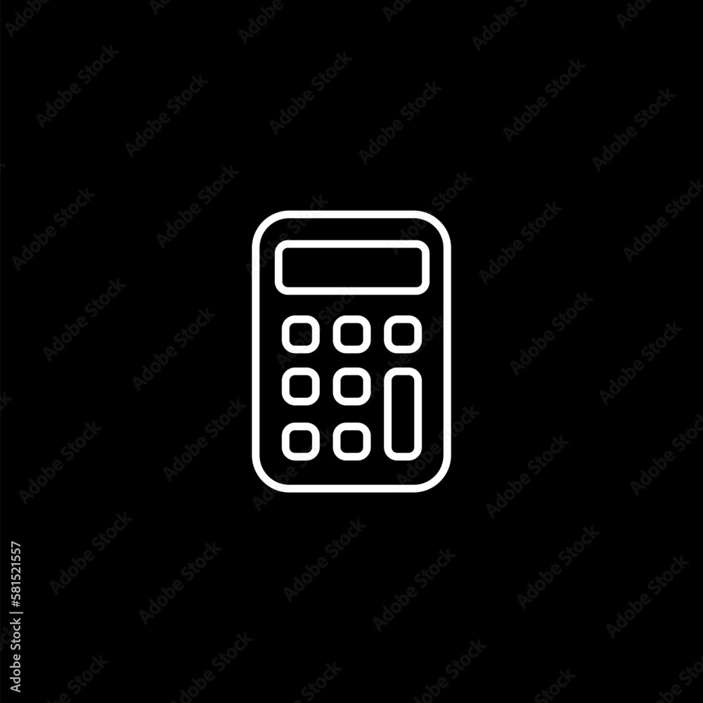 Calculator line icon isolated on black background Calculator line icon isolated on black background