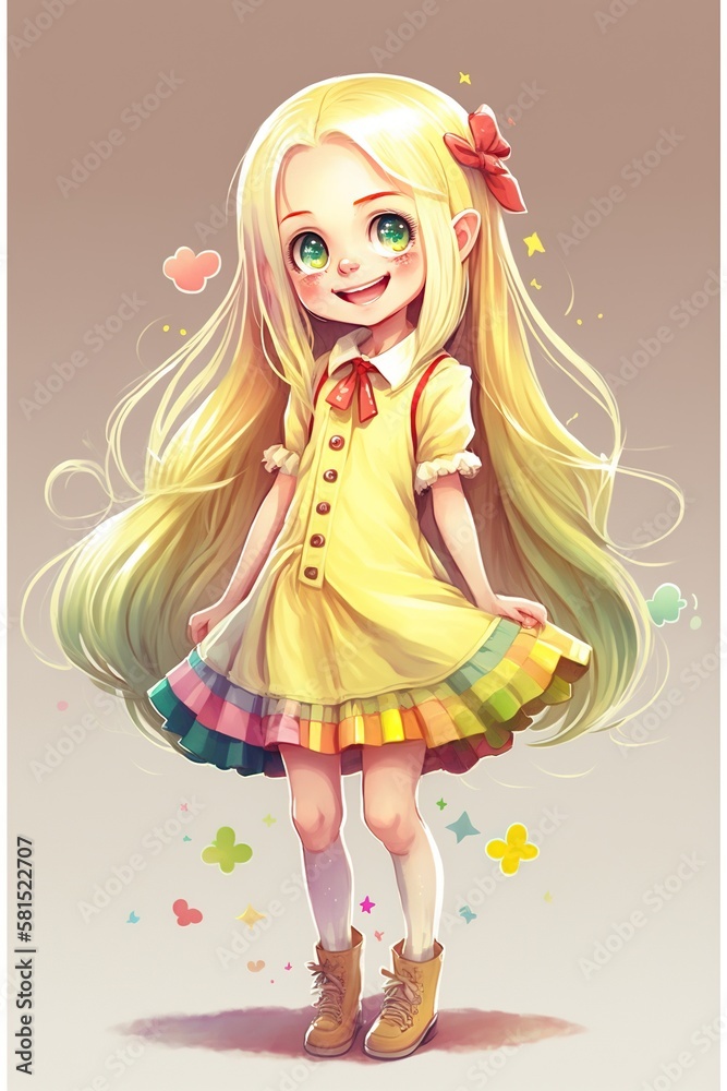 A Delightful Digital Art Character with Yellow Hair and a Playful Smile _Generative AI A Delightful Digital Art Character with Yellow Hair and a Playful Smile _Generative AI