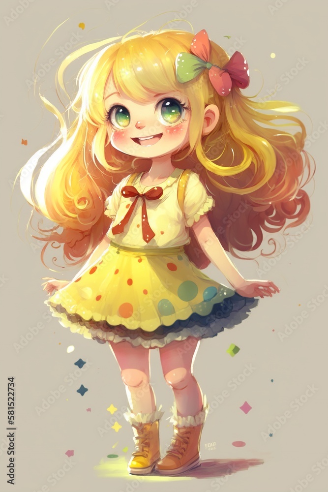 A Delightful Digital Art Character with Yellow Hair and a Playful Smile _Generative AI A Delightful Digital Art Character with Yellow Hair and a Playful Smile _Generative AI