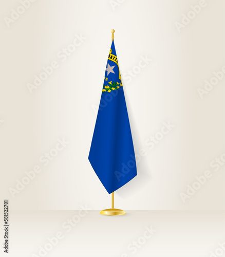 Nevada flag on a flag stand.