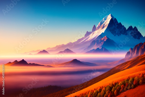 mountain concept art illustrtion. Generative ai. © Oleg_Yakovlev