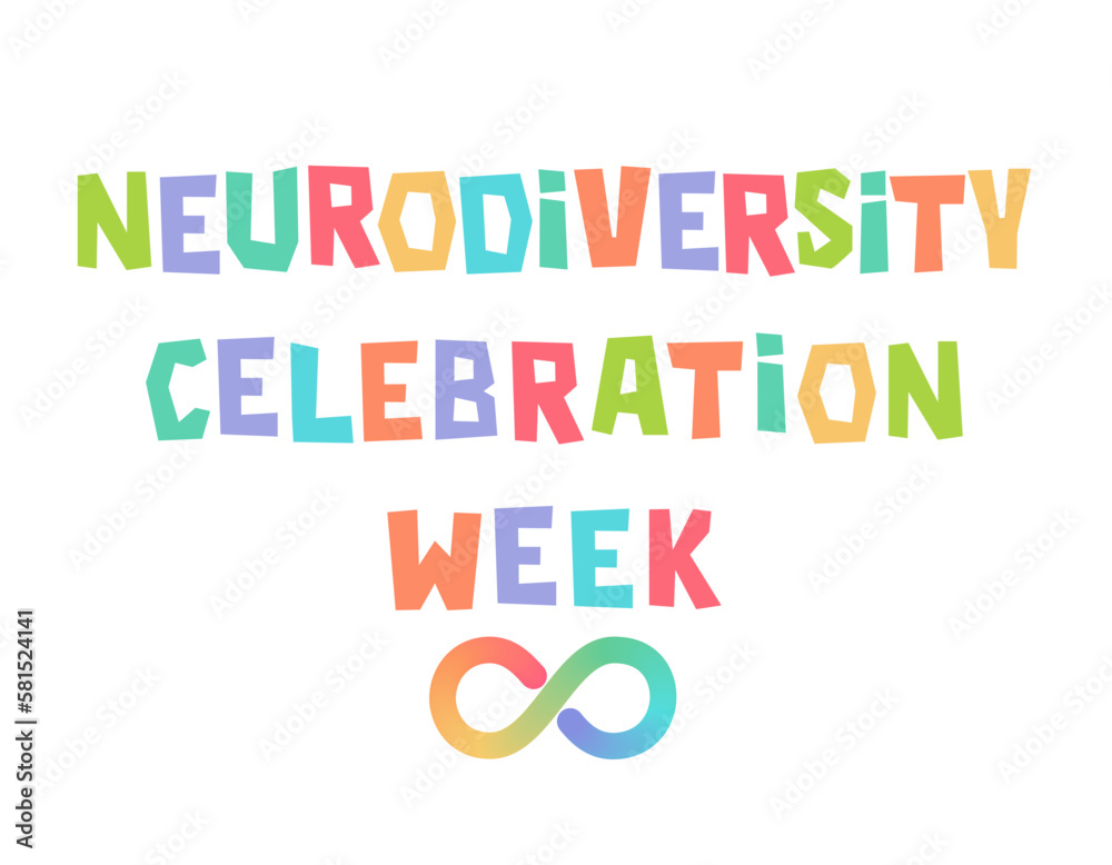Neurodiversity celebration week poster with infinity sign vector