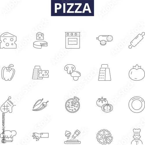 Pizza line vector icons and signs. cheese, crust, toppings, sauce, slice, Italian, pepperoni, delivery outline vector illustration set