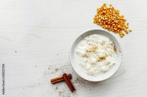mungunzá typical brazilian food made from corn and white background