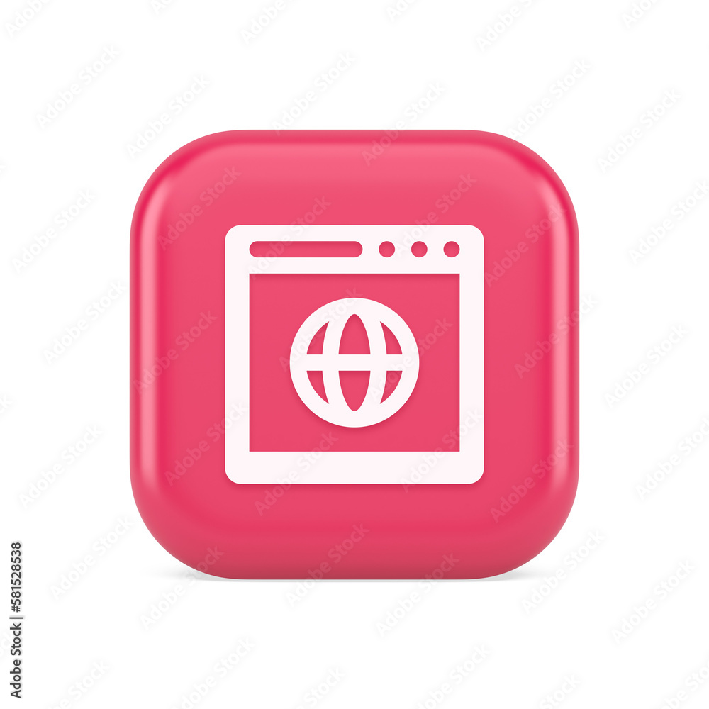 Browser website internet searching online connection button web page information 3d icon Browser website internet searching online connection button web page information 3d icon