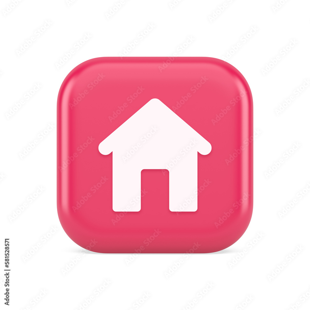 Home page button house web symbol cyberspace application interface 3d realistic icon Home page button house web symbol cyberspace application interface 3d realistic icon