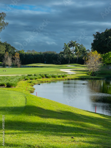 Nice hole on an American golf club in south Florida 