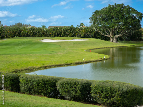 Nice hole on an American golf club in south Florida 
