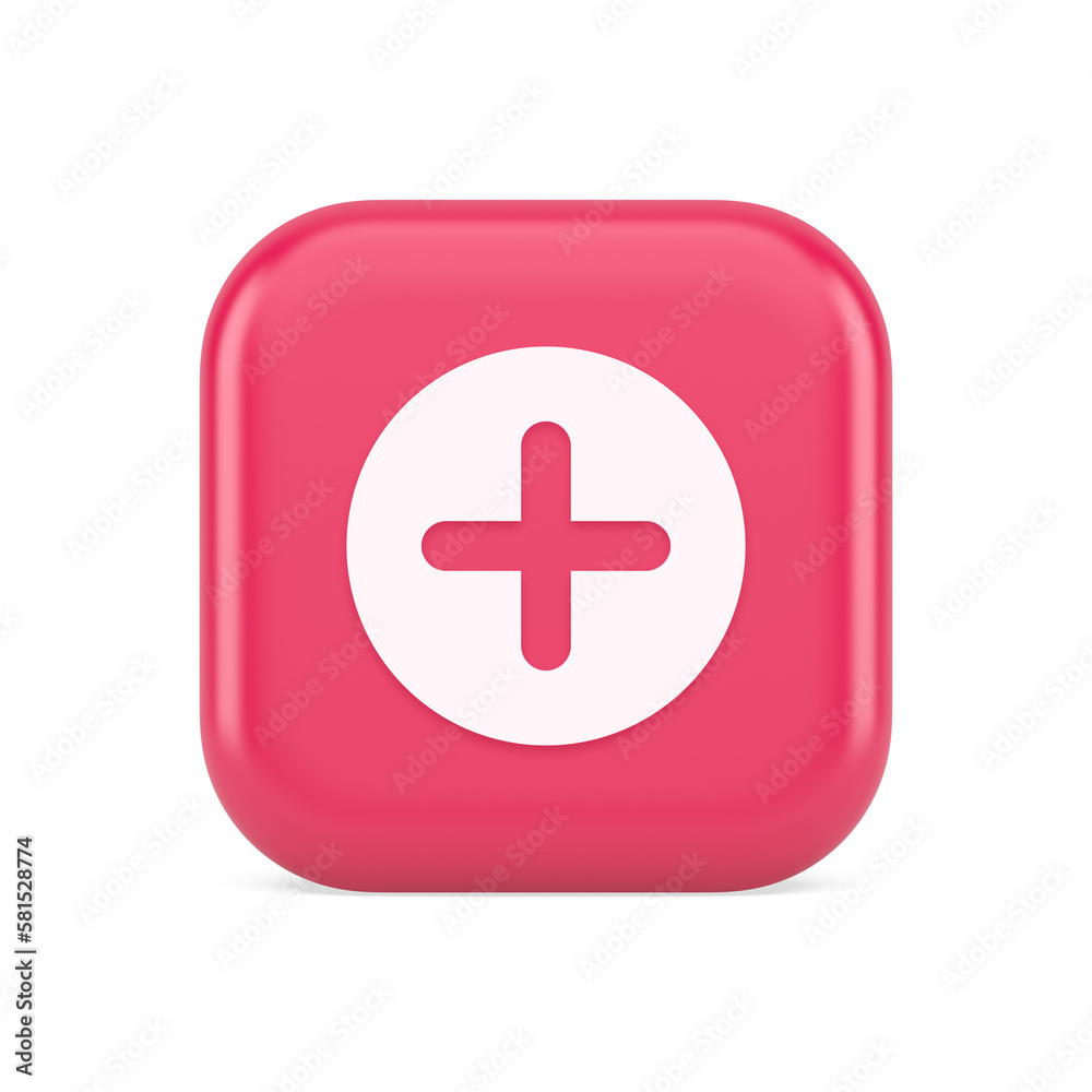 Plus add button mathematical addition symbol 3d realistic icon Plus add button mathematical addition symbol 3d realistic icon