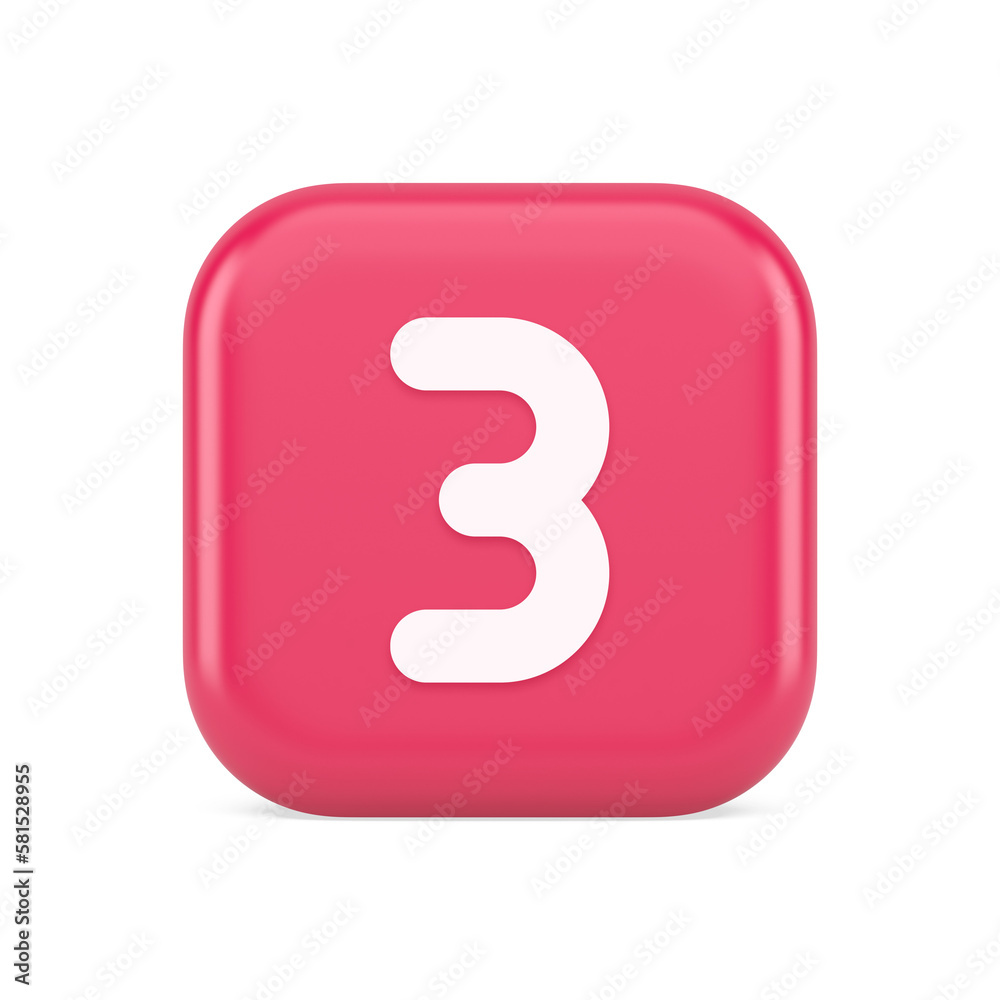 Three number button internet communication texting message character 3d realistic icon Three number button internet communication texting message character 3d realistic icon