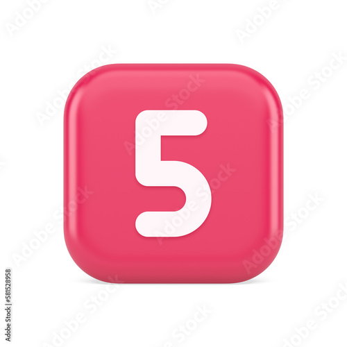 Five character calculator keyboard pink button financial counting 3d realistic icon