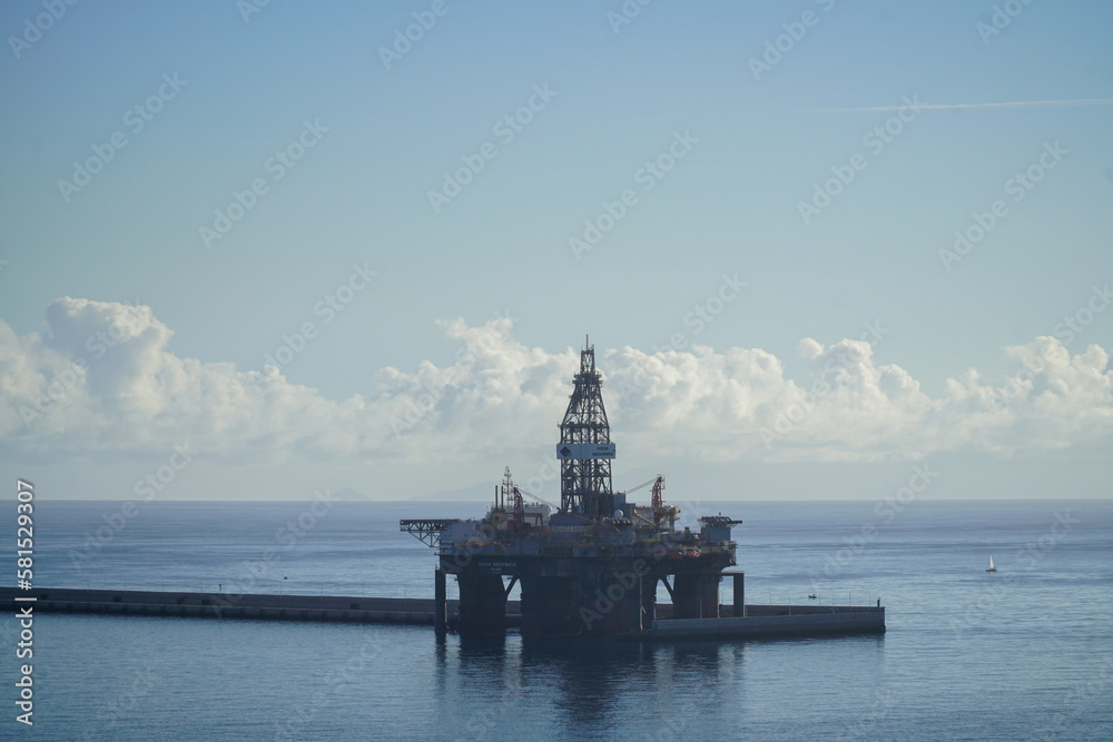 Oil platform in sea port under maintenance