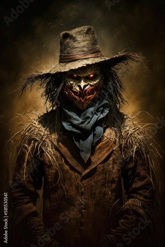 Evil Wicked Scarecrow Halloween Illustration