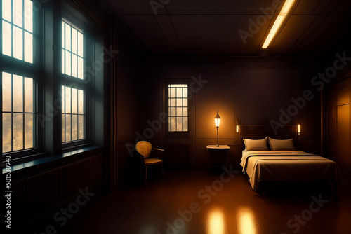 night room concept art illustrtion. Generative ai.