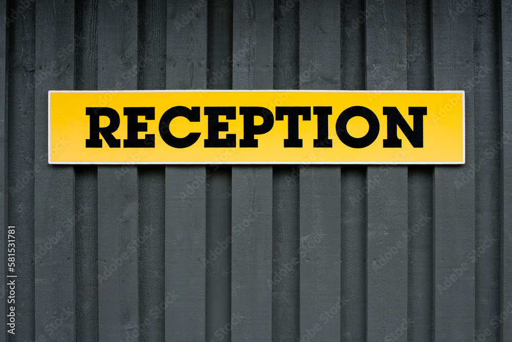 Hotel reception sign. Welcome sign Hotel reception sign. Welcome sign