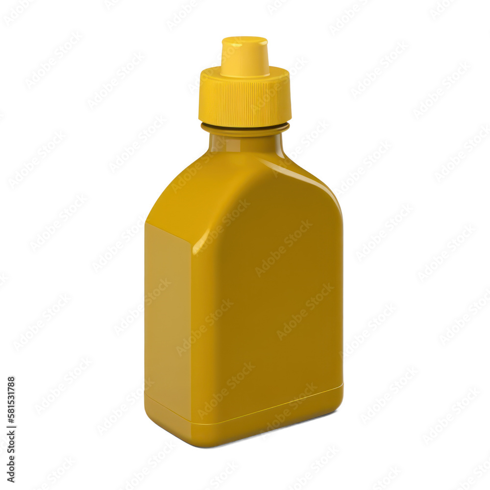 Yellow mustard squeeze plastic bottle container with no label. Isolated. White transparent background, PNG, generative ai Yellow mustard squeeze plastic bottle container with no label. Isolated. White transparent background, PNG, generative ai