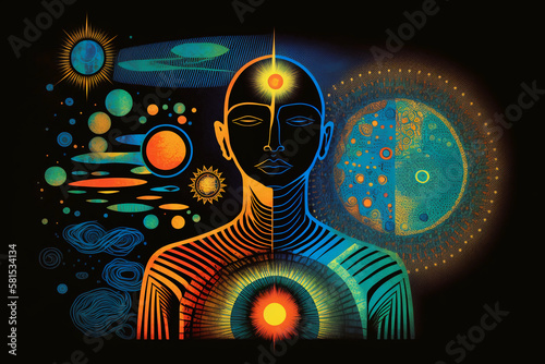 Enew Collection · Cosmic Energy Healing Human · Universal Energy · Balance · Meditation · Visionary Illustrations photo